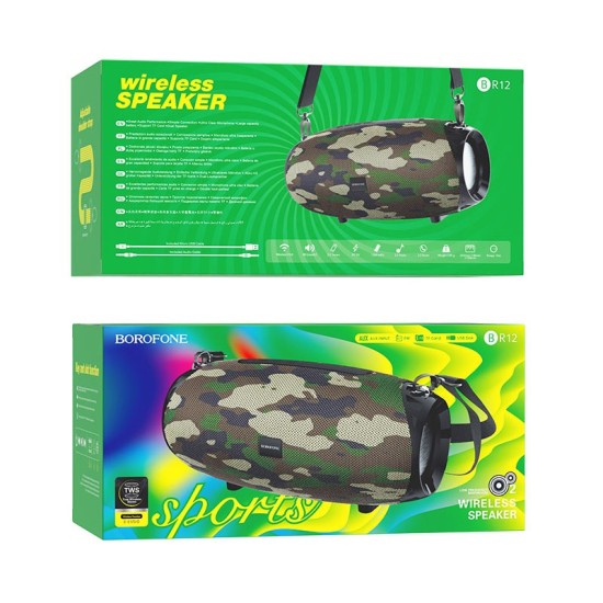 SPEAKER WIRELESS BOROFONE BR12 AUX/USB/MEMORY CARD COMUFLAGE